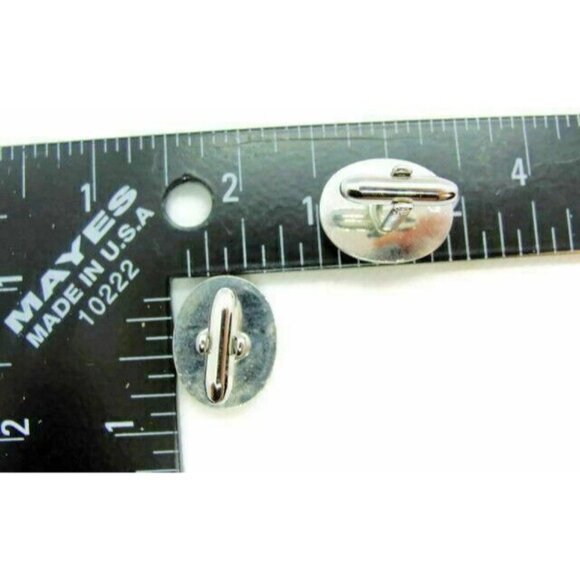 Hickok Greenish Bullet Style Vintage Cufflinks Silver Tone Oval 3/4" x 5/8" Tux - Picture 9 of 9